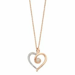 Wholesale 🔔 Unbranded 14k Rose Gold Over Silver 1/6 Carat T.W. Diamond Heart Pendant Necklace ❤️