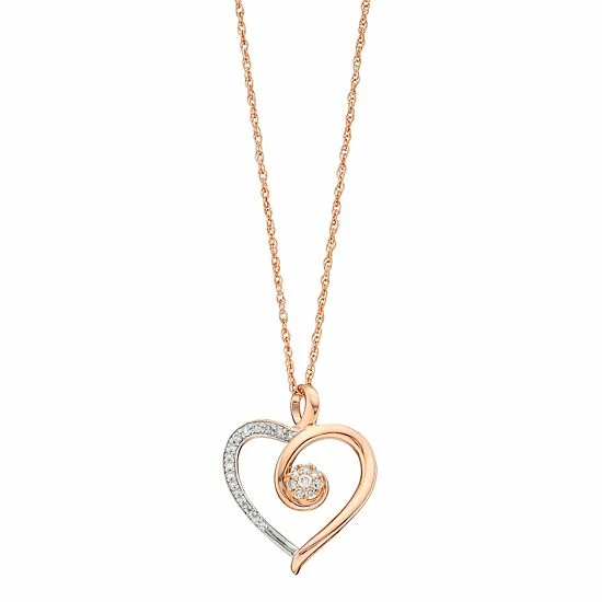 Wholesale 🔔 Unbranded 14k Rose Gold Over Silver 1/6 Carat T.W. Diamond Heart Pendant Necklace ❤️