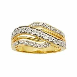 Best deal 🥰 Unbranded 1/10 Carat T.W. Diamond 14k Gold Over Sterling Silver Wave Ring ✔️