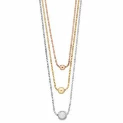 Brand new 💯 Unbranded Tri-Tone Sterling Silver Multistrand 3-Bead Necklace ✨