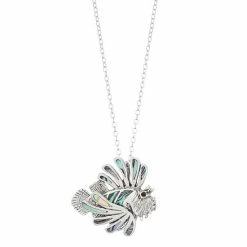 New 🛒 Unbranded Sterling Silver Abalone Shell Lion Fish Pendant Necklace 😍