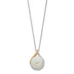 Best reviews of 🛒 Unbranded 14k Rose Gold Over Silver Freshwater Cultured Pearl & Diamond Accent Drop Pendant Necklace ⭐