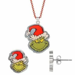 Hot Sale 🔥 Unbranded Nickel Free Grinch Necklace & Stud Earrings Set 🤩