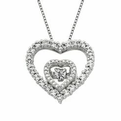 Brand new 🛒 Unbranded Sterling Silver Diamond Accent Double Heart Pendant ✨