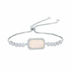 Budget 👏 Unbranded Sterling Silver White Opal Cubic Zirconia Border Bracelet ✨