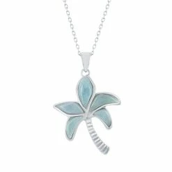 Buy ✨ Unbranded Sterling Silver Larimar Palm Tree Pendant Necklace 🎁