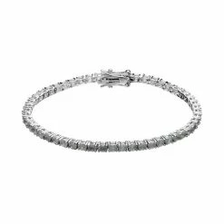 Hot Sale 🎁 Unbranded Sterling Silver Ice Cubic Zirconia Tennis Bracelet Gray ⭐