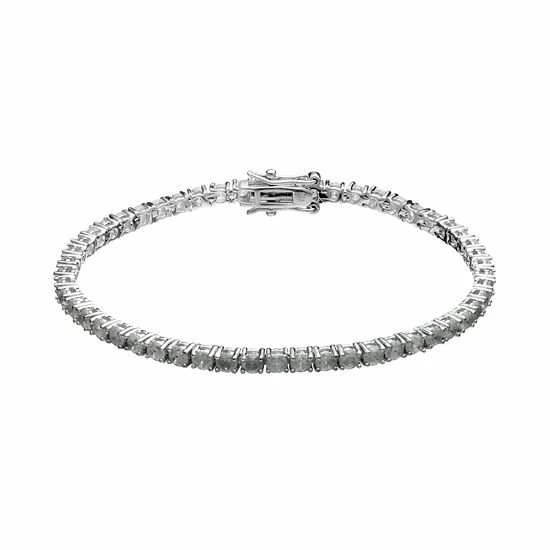 Hot Sale 🎁 Unbranded Sterling Silver Ice Cubic Zirconia Tennis Bracelet Gray ⭐