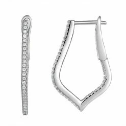 Wholesale 🛒 Unbranded Sterling Silver Cubic Zirconia Unique-Shape Hoop Earrings 😉