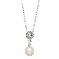 Wholesale 🎉 Unbranded Sterling Silver Freshwater Cultured Pearl & Crystal Accent Pendant Necklace ✨