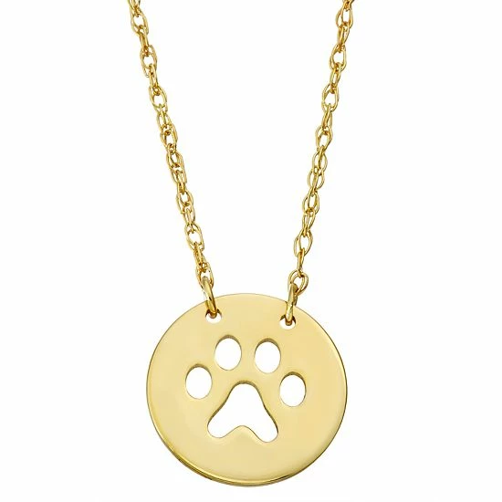 Promo ๐ Unbranded 10k Gold Paw Disc Pendant Necklace ๐งจ