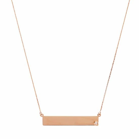 Wholesale 👏 Unbranded 14k Gold Diamond Accent 35 Mm Bar Necklace Rose 👍 - Image 4