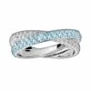 Cheap 🥰 Unbranded Oro Leoni Sterling Silver Blue & White Topaz Crisscross Ring 🌟