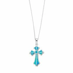 Best reviews of 🔔 Unbranded Sterling Silver Lab-Created Blue Opal Cross Pendant 🔥