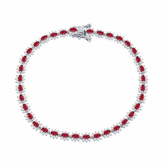Best deal ❤️ Unbranded Sterling Silver Gemstone Tennis Bracelet Simulated Sapphire 👍 - Image 3