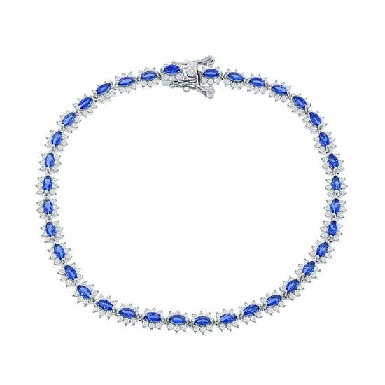 Best deal ❤️ Unbranded Sterling Silver Gemstone Tennis Bracelet Simulated Sapphire 👍 - Image 5