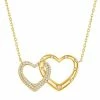 Hot Sale ⌛ Unbranded 14k Gold Over Silver Interlocking Cubic Zirconia Heart Necklace ⌛