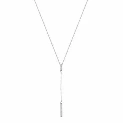 Budget 🛒 Unbranded Sterling Silver 1/10 Carat T.W. Diamond Bar Y Necklace 💯