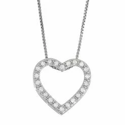 Wholesale 👏 Unbranded Sterling Silver 1/4 Carat T.W. Diamond Heart Pendant Necklace 🎁