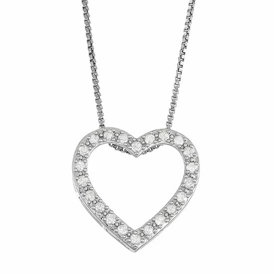 Wholesale 👏 Unbranded Sterling Silver 1/4 Carat T.W. Diamond Heart Pendant Necklace 🎁
