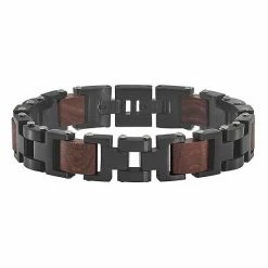 Best reviews of 😍 Unbranded Men's Black Stainless Steel Brushed Wood Bracelet 💯