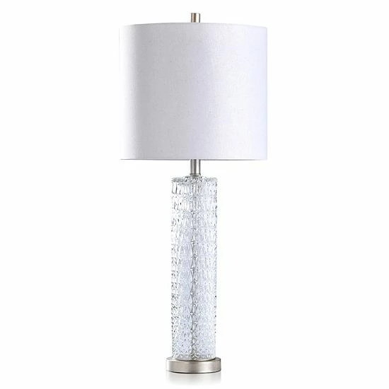 Brand new 🛒 Unbranded Diamond Textured Glass Table Lamp With Brushed Steel Base 🤩