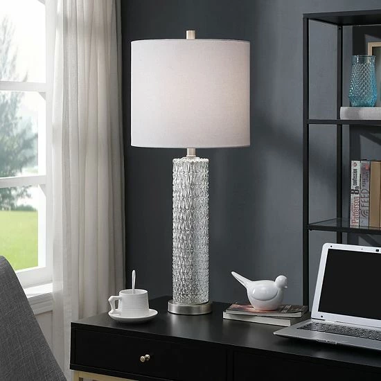 Brand new 🛒 Unbranded Diamond Textured Glass Table Lamp With Brushed Steel Base 🤩 - Image 2