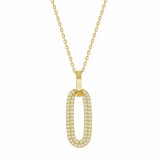 Promo โ๏ธ Unbranded 14k Gold Over Silver Cubic Zirconia Oval Door Knocker Necklace ๐