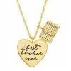 Deals 😀 Unbranded 14k Gold Over Silver Cubic Zirconia Heart & Book Teacher Appreciation Pendant Necklace 🥰
