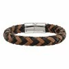 Outlet 🎁 Unbranded Men's Braided Black & Brown Leather Bracelet 🛒