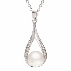 Buy ✨ Unbranded Sterling Silver Freshwater Cultured Pearl And White Topaz Teardrop Pendant ✨