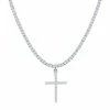 Best Sale 💯 Unbranded Cubic Zirconia Cross Pendant Tennis Chain Necklace Sterling 😀