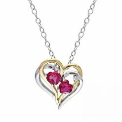 Best reviews of 🎁 Unbranded Stella Grace Lab-Created Ruby & Diamond Accent Sterling Silver Two Tone Heart Pendant Necklace ⌛