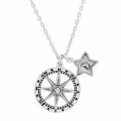Best Sale 🔔 Unbranded Healthcare Workers Appreciation Sterling Silver Compass & Star Pendant Necklace 😀