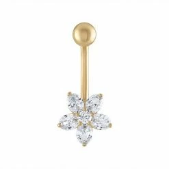 Cheap ✨ Unbranded 10k Gold Cubic Zirconia Flower Shaped Belly Button Ring 🎁