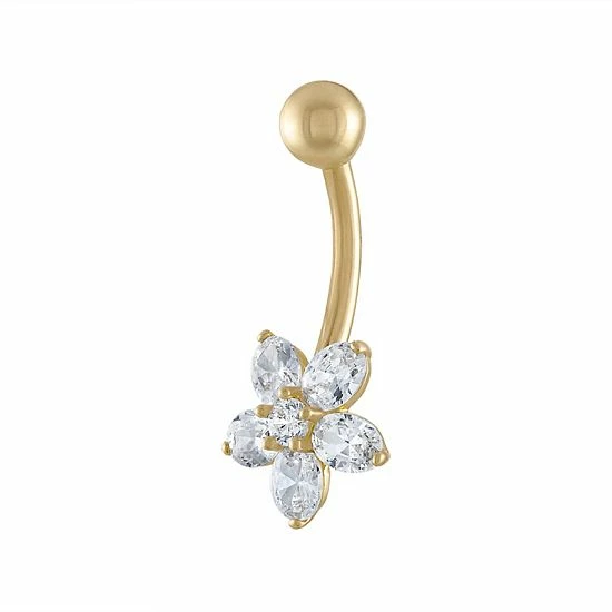 Cheap โจ Unbranded 10k Gold Cubic Zirconia Flower Shaped Belly Button Ring ๐ - Image 2
