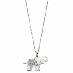 Brand new ⭐ Unbranded 10k White Gold 1/10 Carat T.W. Diamond Elephant Pendant Necklace 👏