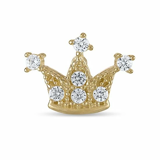 New 😍 Unbranded 10k Gold Cubic Zirconia Crown L-Post Nose Stud 😉 - Image 2