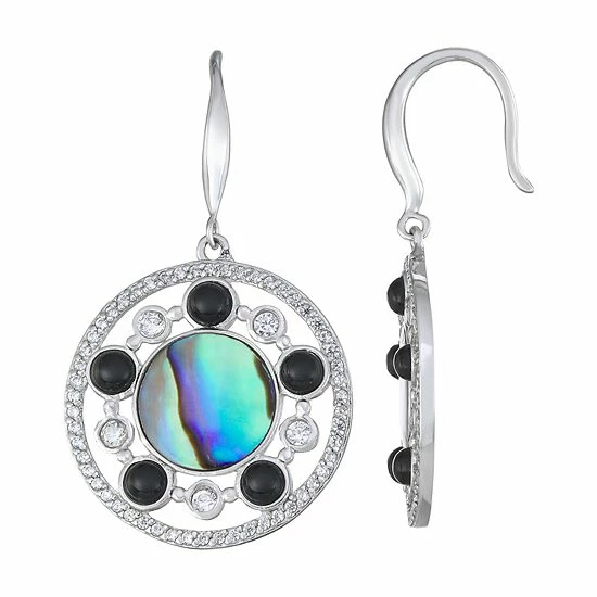 Discount โ Unbranded Sterling Silver Abalone Disc Dangle Earrings ๐