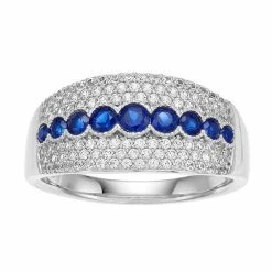 Buy 🔥 Unbranded Sterling Silver Lab-Created Gemstone & Lab-Created White Sapphire Ring Created Blue Sapphire 😀