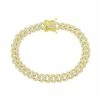 Outlet ⌛ Unbranded Men's 14k Gold Over Silver Cubic Zirconia Monaco Chain Bracelet 🛒
