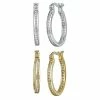 Cheap 🧨 Unbranded Sterling Silver & 14K Gold Over Silver Cubic Zirconia 2-pair Hoop Earring Set 👍