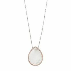 Best reviews of 🎁 Unbranded Sterling Silver 👩 Mother-of-Pearl & Cubic Zirconia Teardrop Pendant Necklace 🔔