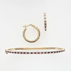Budget 🥰 Unbranded 18k Gold Over Silver Ruby And Diamond Accent Bracelet And Earring Set 🤩