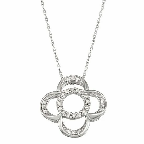 Top 10 ๐ Unbranded 10k White Gold 1/4 Carat T.W. Diamond Flower Necklace ๐