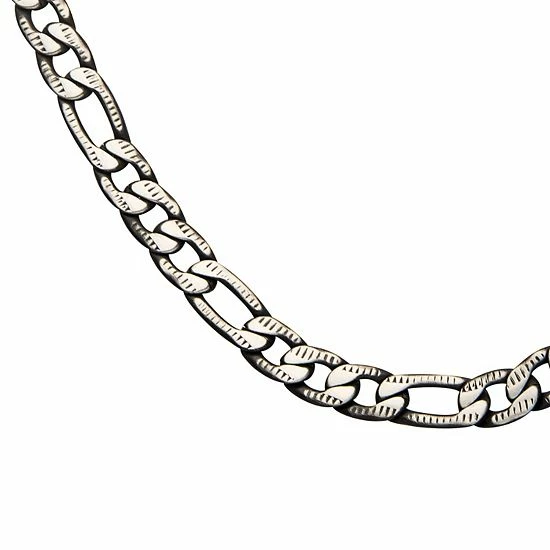 Promo ❤️ Unbranded Men's 6 Mm Black Plated Figaro Chain Necklace & Bracelet Set ⭐ - Image 2