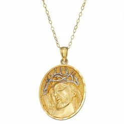 Cheap ⌛ Unbranded Two Tone 10k Gold Jesus Crown Of Thorns Pendant Necklace 🎉
