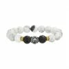 Coupon 😍 Unbranded Men's Sterling Silver Lab-Created Howlite Bead, Lava Bead & Tiger Head Bead Stretch Bracelet 👏