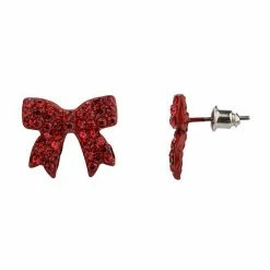 Best deal ⌛ Unbranded Holiday Red-Stone Bow Button Earrings 😉