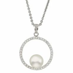 Top 10 🤩 Unbranded Sterling Silver Freshwater Cultured Pearl & Cubic Zirconia Circle Pendant ⭐